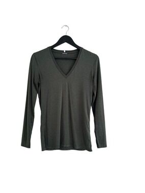 Kit And Ace Long Sleeve V neck Shirt Dark Green Small